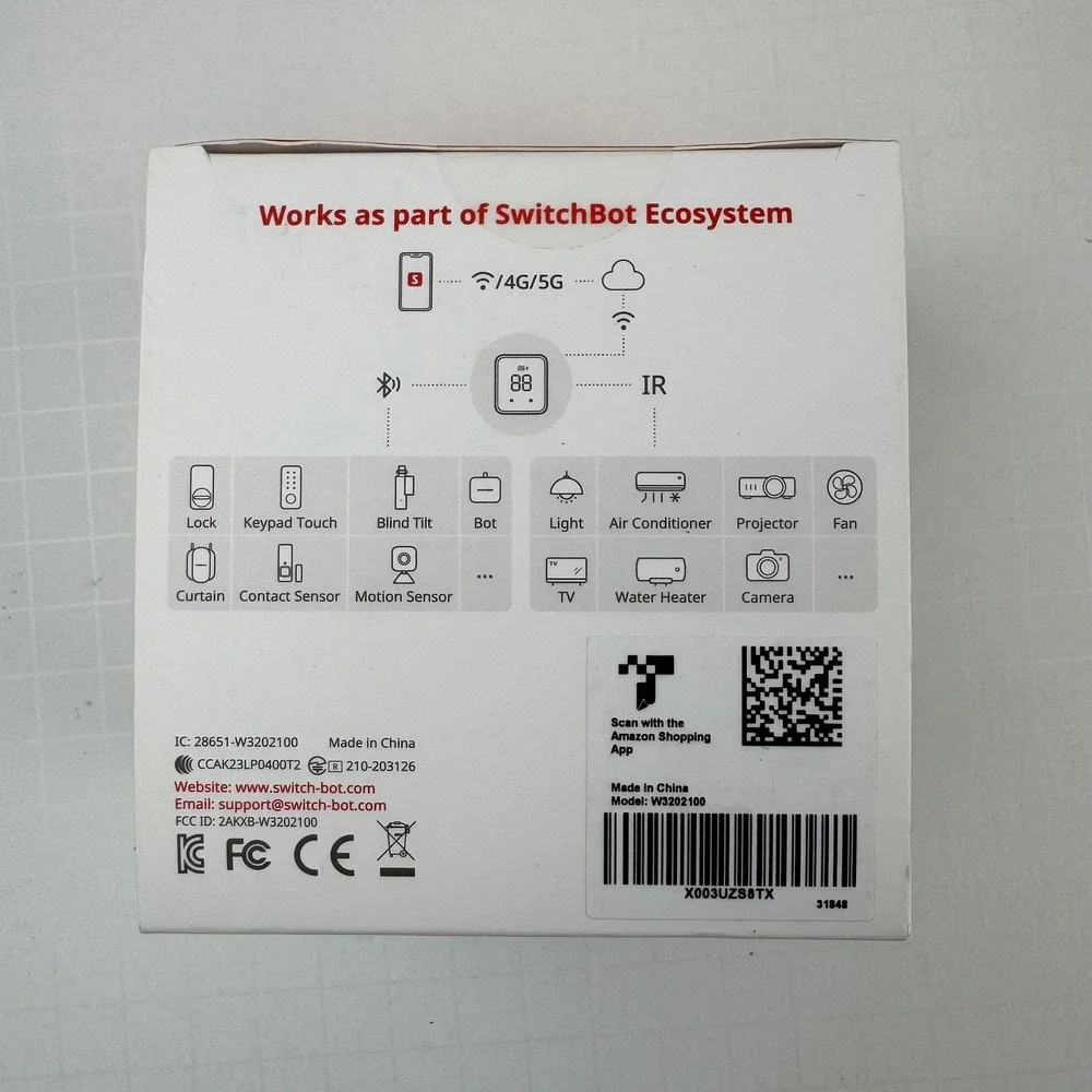 SwitchBot Hub 2 Smart Home White ABS Matter Wi-Fi IR Remote Temperature Sensor